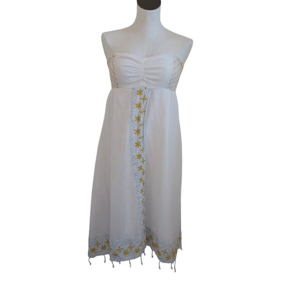 Free People Strapless Embroidered Midi Dress Star of India Womens Small - Picture 2 of 15
